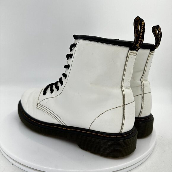 Dr Martens 1460 J Women US 5 White Leather Side Zip Classic 8 Eye Combat Boot - Picture 7 of 14